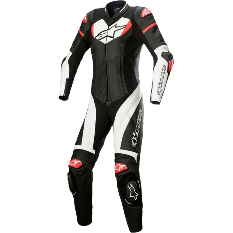 Alpinestars naiste ühetaoline nahast mootorrattahaalar Alpinestars STELLA GP PLUS 2 Black-White-Fluo Red