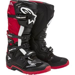 Alpinestars Tech 7 Enduro Drystar Honda mustad ja punased mootorratta saapad