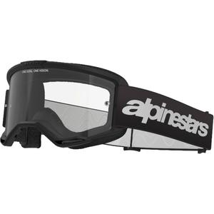 Alpinestars Vision 3 Wordmark motokrossiprillid mustad läbipaistva pleksiga