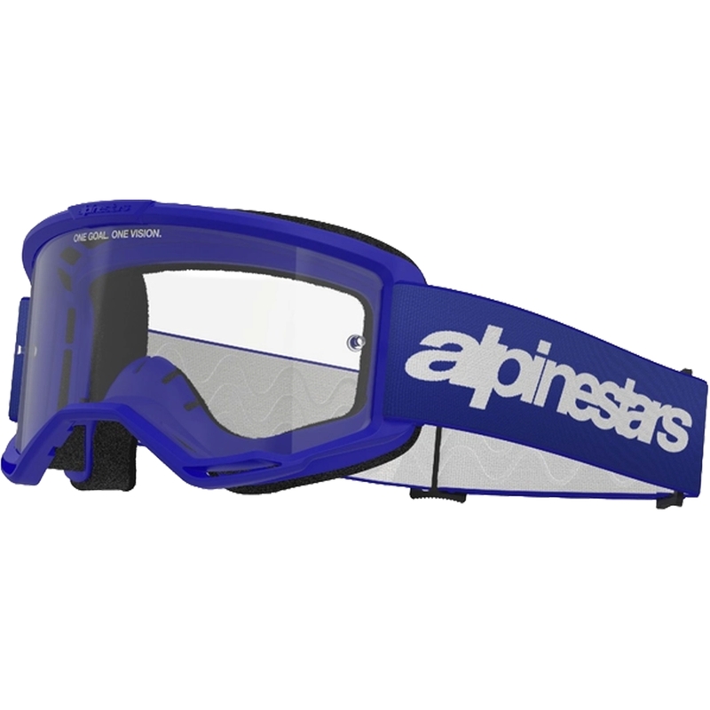 Alpinestars Vision 3 Wordmark motokrossiprillid sinised läbipaistva pleksiga
