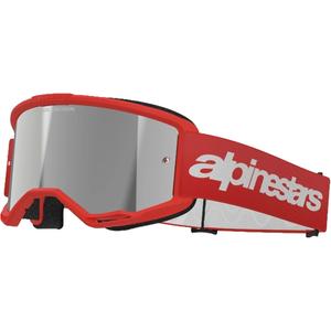 Alpinestars Vision 3 Wordmark motokrossiprillid punased, hõbedase radiaalprilliklaasiga