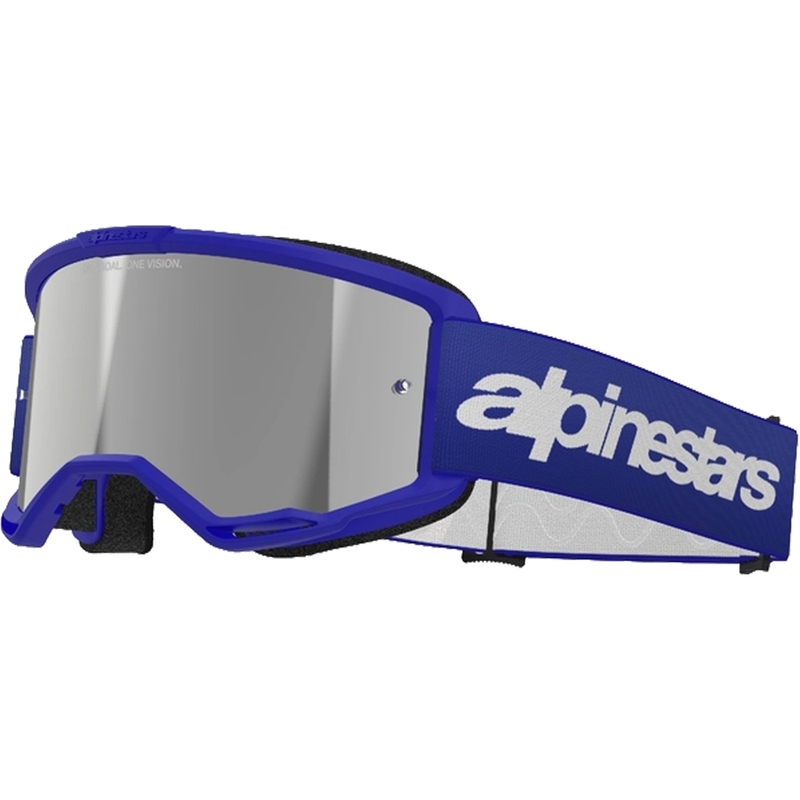 Alpinestars Vision 3 Wordmark motokrossiprillid sinised, hõbedaste peegelklaasidega