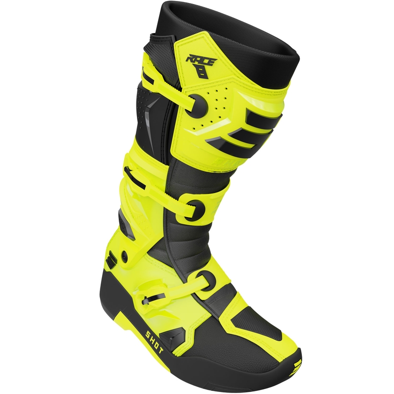 Shot Race 8 mootorrattasaapad fluo-kollased