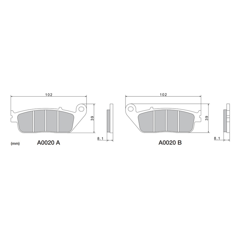 Piduriklotsid NISSIN poolmetallist segu 102x39x8,1 mm 2 tk