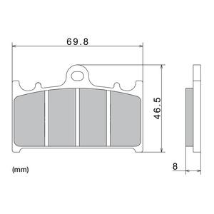 Piduriklotsid NISSIN poolmetallist segu 69,8x46,5x8 mm 2 tk
