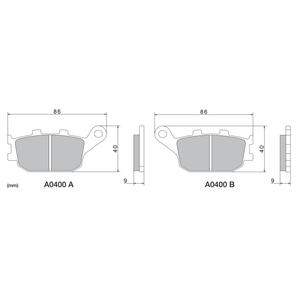 Piduriklotsid NISSIN poolmetallist segu 86x40x9 mm 2 tk