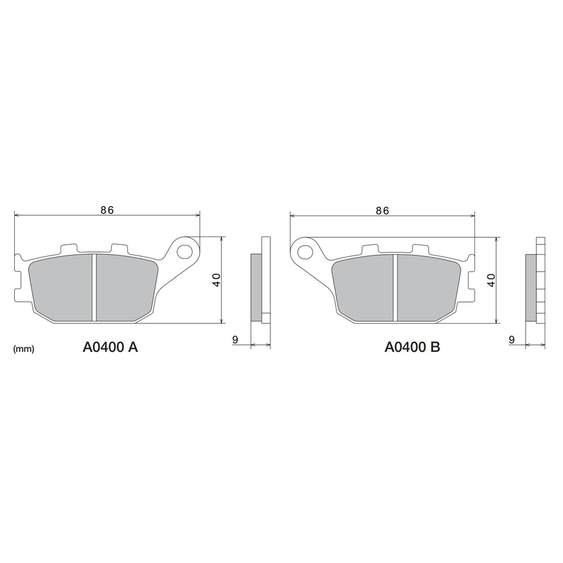 Piduriklotsid NISSIN poolmetallist segu 86x40x9 mm 2 tk