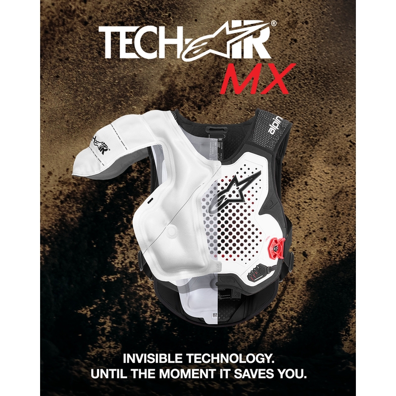 Alpinestars TECH-AIR®MX PLASMA süsteemiga turvapadjavest valge-must-punane