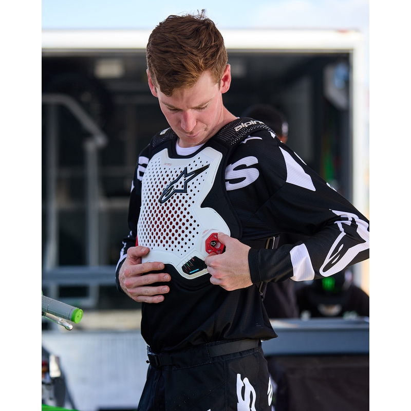 Alpinestars TECH-AIR®MX PLASMA süsteemiga turvapadjavest valge-must-punane