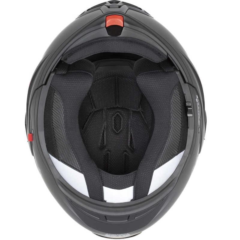 Cassida MultiFlip Korp ülespööratav mootorrattakiiver matt must-fluorestseeriv kollane-hall