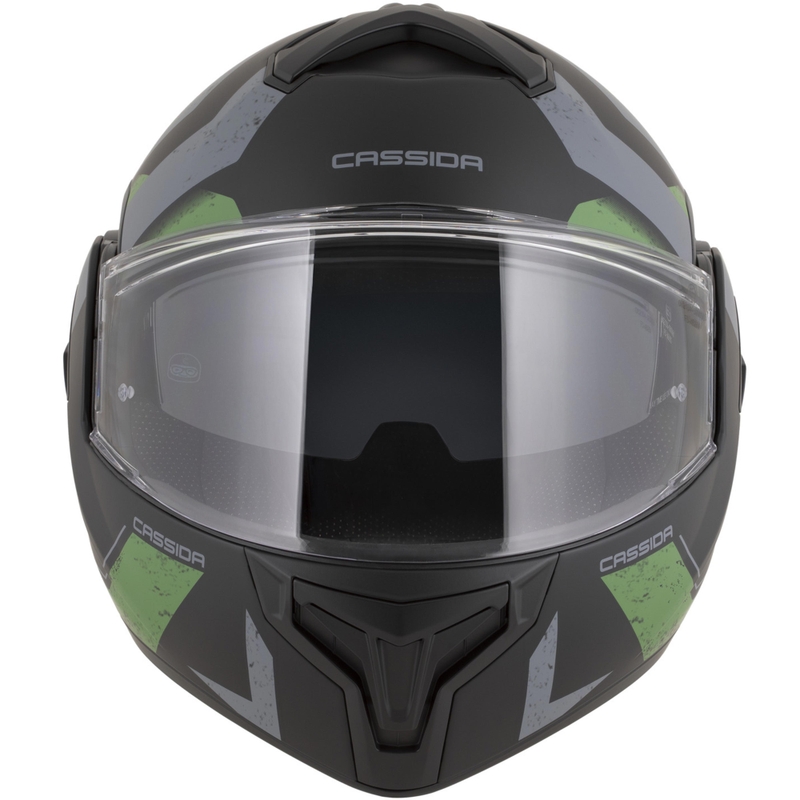 Cassida MultiFlip Korp ülespööratav mootorrattakiiver matt must-roheline-hall