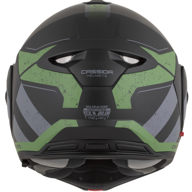 Cassida MultiFlip Korp ülespööratav mootorrattakiiver matt must-roheline-hall
