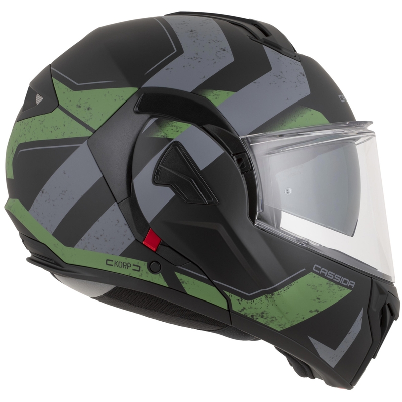 Cassida MultiFlip Korp ülespööratav mootorrattakiiver matt must-roheline-hall