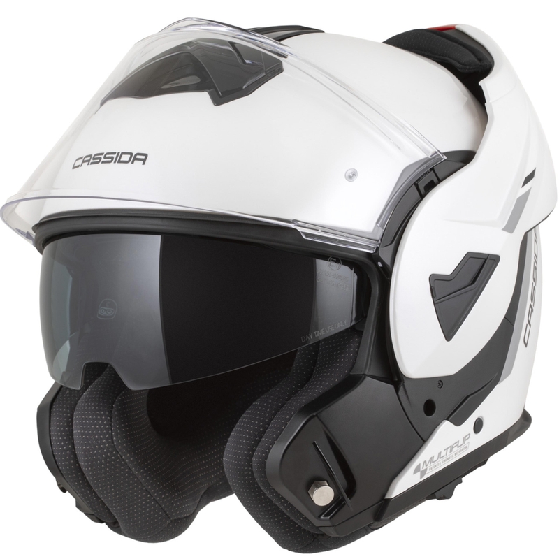 Cassida MultiFlip Solid ülespööratav mootorrattakiiver, pärlvalge-must