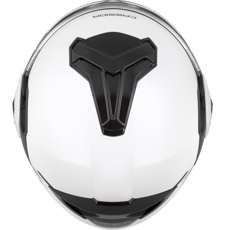 Cassida MultiFlip Solid ülespööratav mootorrattakiiver, pärlvalge-must