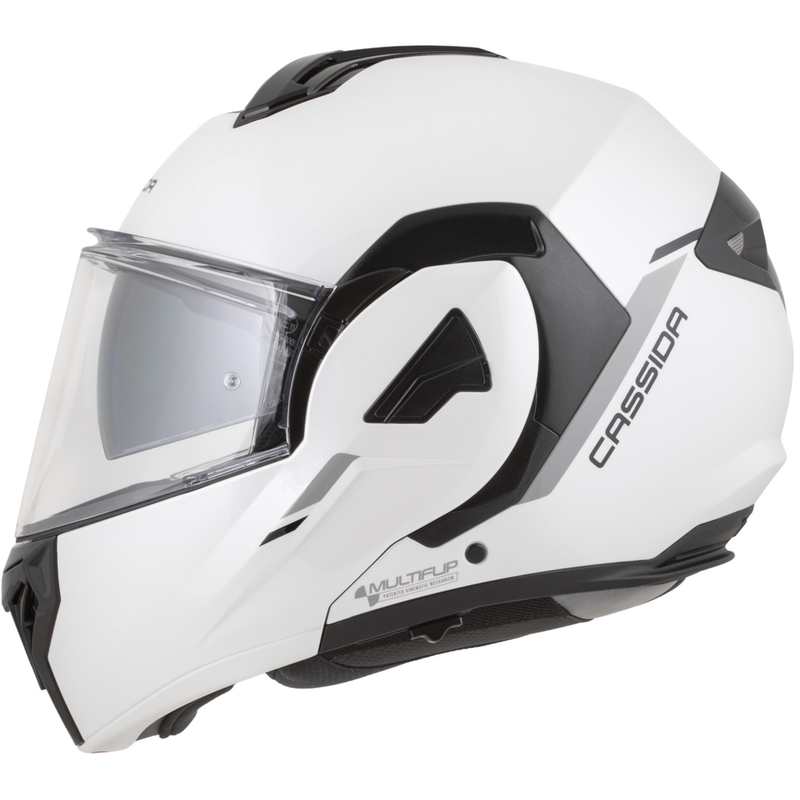 Cassida MultiFlip Solid ülespööratav mootorrattakiiver, pärlvalge-must