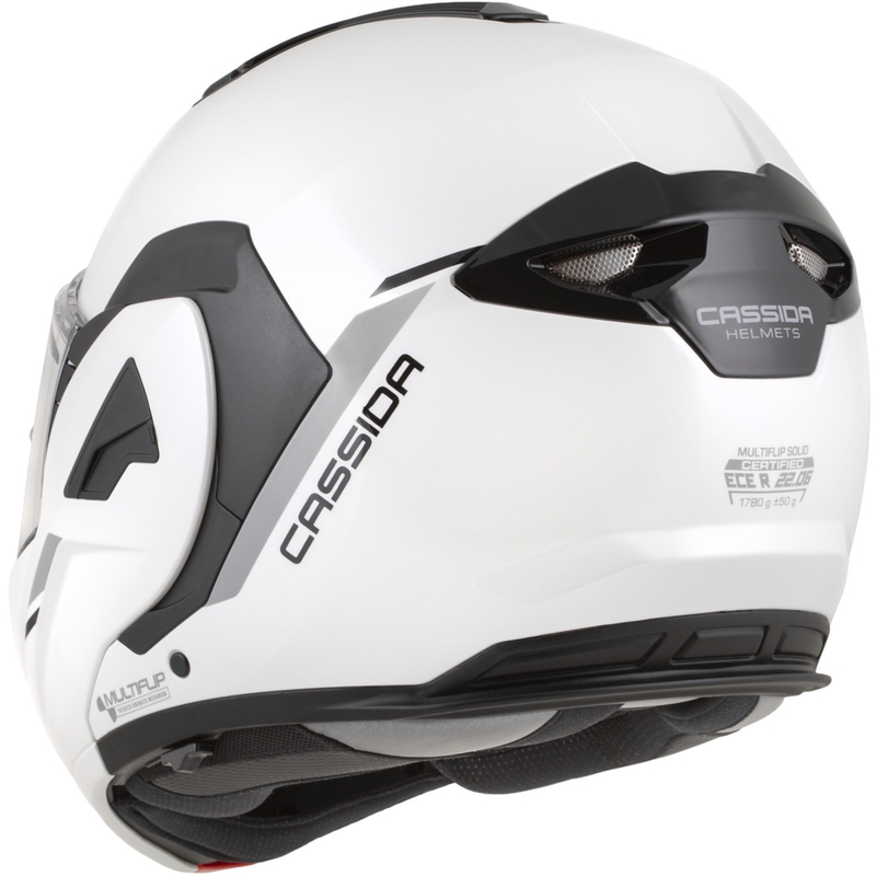 Cassida MultiFlip Solid ülespööratav mootorrattakiiver, pärlvalge-must