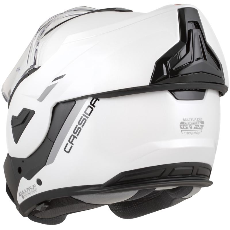 Cassida MultiFlip Solid ülespööratav mootorrattakiiver, pärlvalge-must