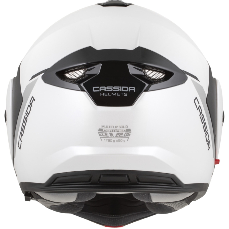 Cassida MultiFlip Solid ülespööratav mootorrattakiiver, pärlvalge-must