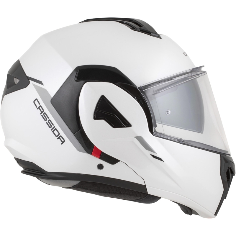 Cassida MultiFlip Solid ülespööratav mootorrattakiiver, pärlvalge-must