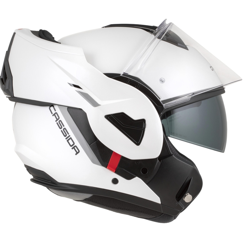 Cassida MultiFlip Solid ülespööratav mootorrattakiiver, pärlvalge-must