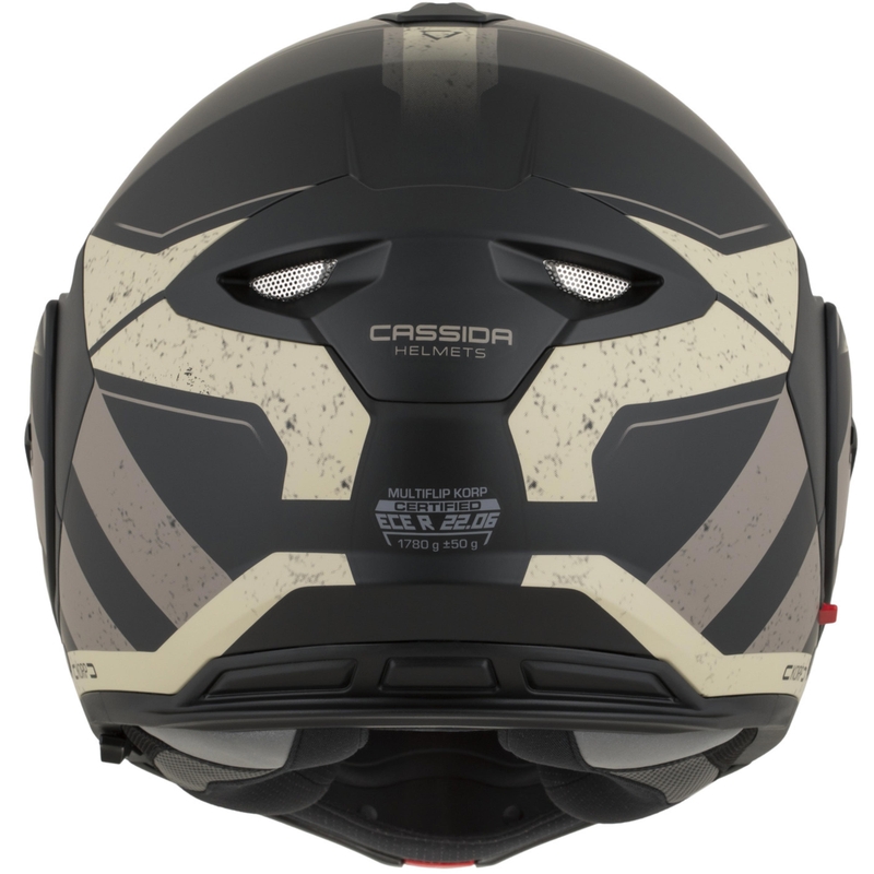 Cassida MultiFlip Korp ülespööratav mootorrattakiiver matt must-liiva-khaki värvi