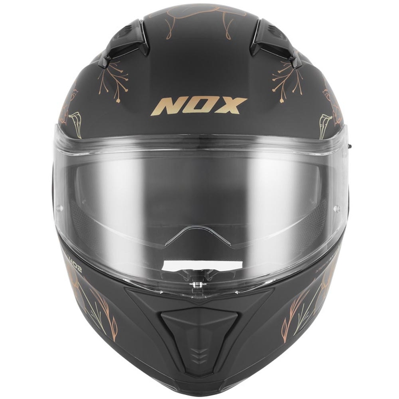 Täismaskiiver NOX N402 Spring matt must-kuldne