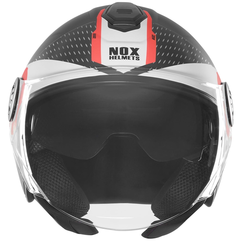 Avatud mootorrattakiiver NOX N182 Ümmargune matt must-punane