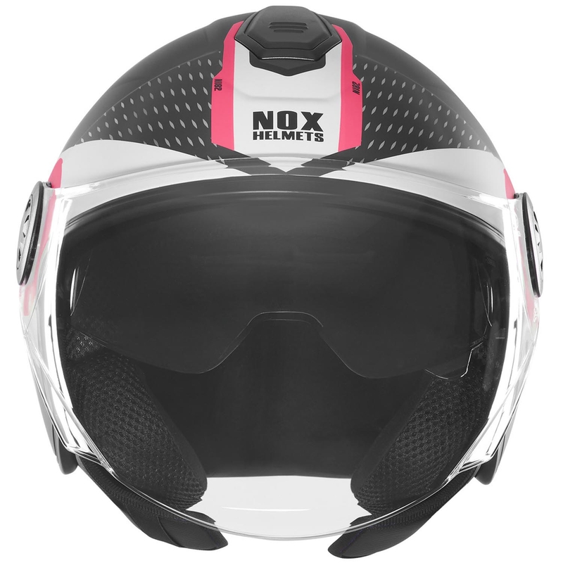 Avatud mootorrattakiiver NOX N182 Ümmargune matt must-roosa