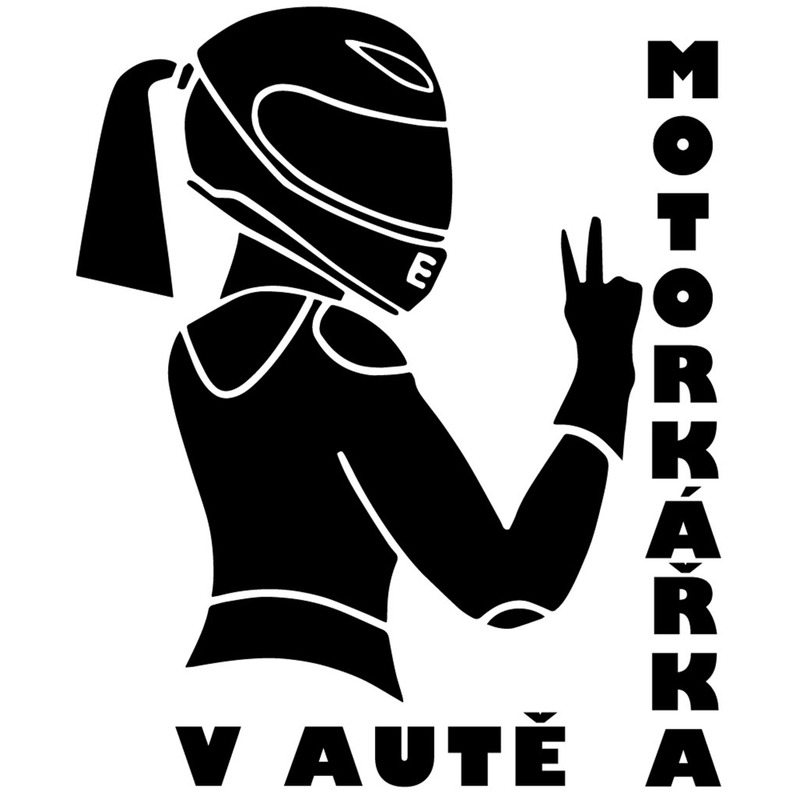 Autos sõitva mootorratturi kleebis