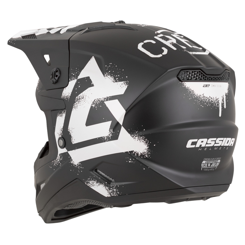 Cassida Cross Cup 2 Crew mootorratta motokrossi kiiver matt must-valge