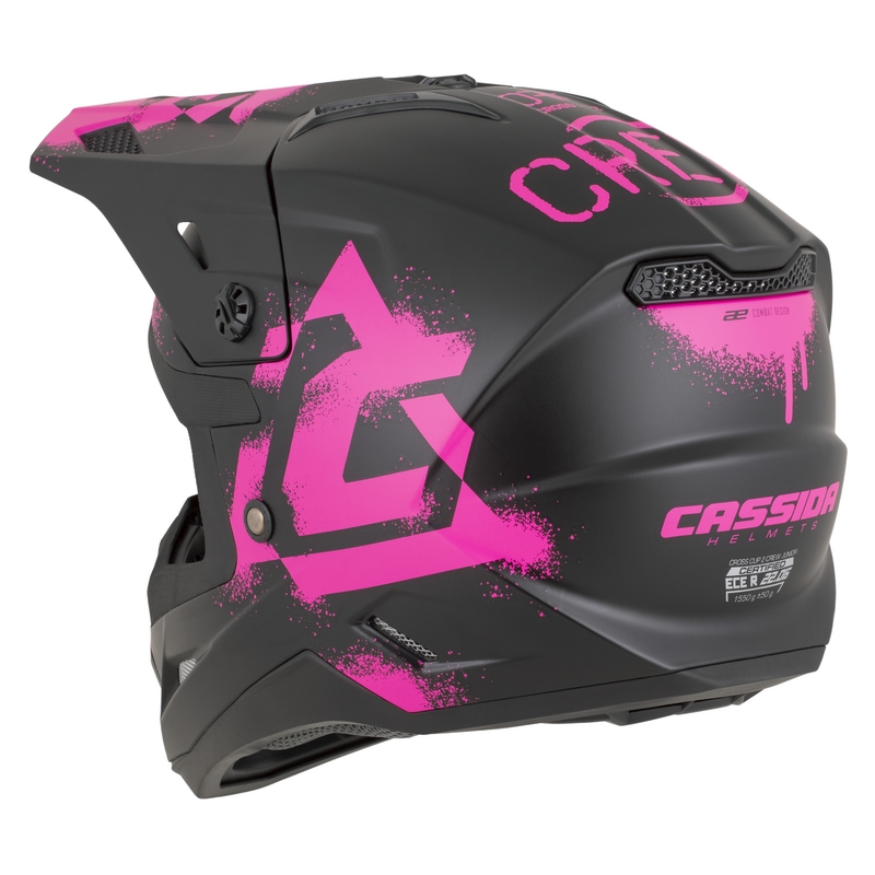 Laste motokrossikiiver Cassida Cross Cup 2 Crew Junior matt must-fluoroosa