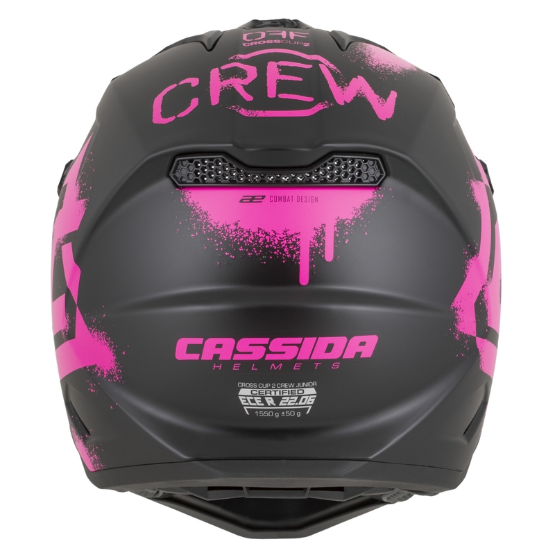 Laste motokrossikiiver Cassida Cross Cup 2 Crew Junior matt must-fluoroosa