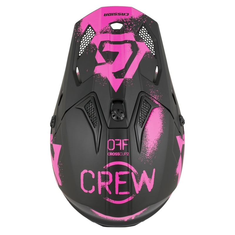 Laste motokrossikiiver Cassida Cross Cup 2 Crew Junior matt must-fluoroosa