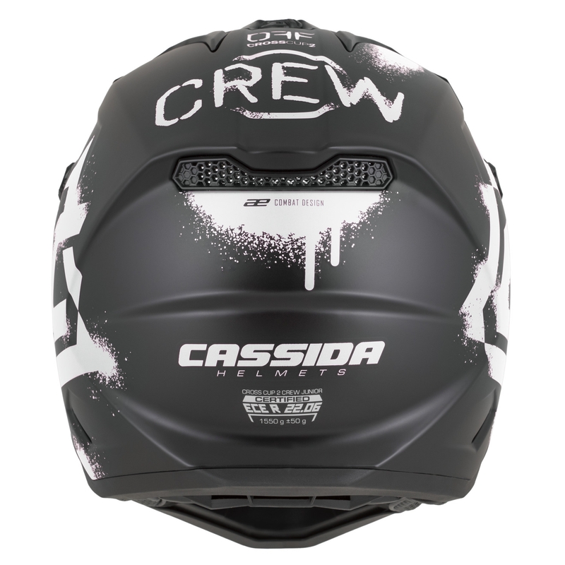 Laste motokrossikiiver Cassida Cross Cup 2 Crew Junior matt must-valge