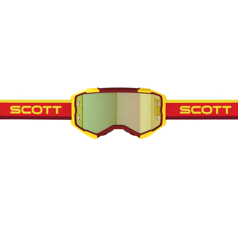 SCOTT Fury CH puna-kollased motokrossiprillid kollase peegliga pleksiklaasiga