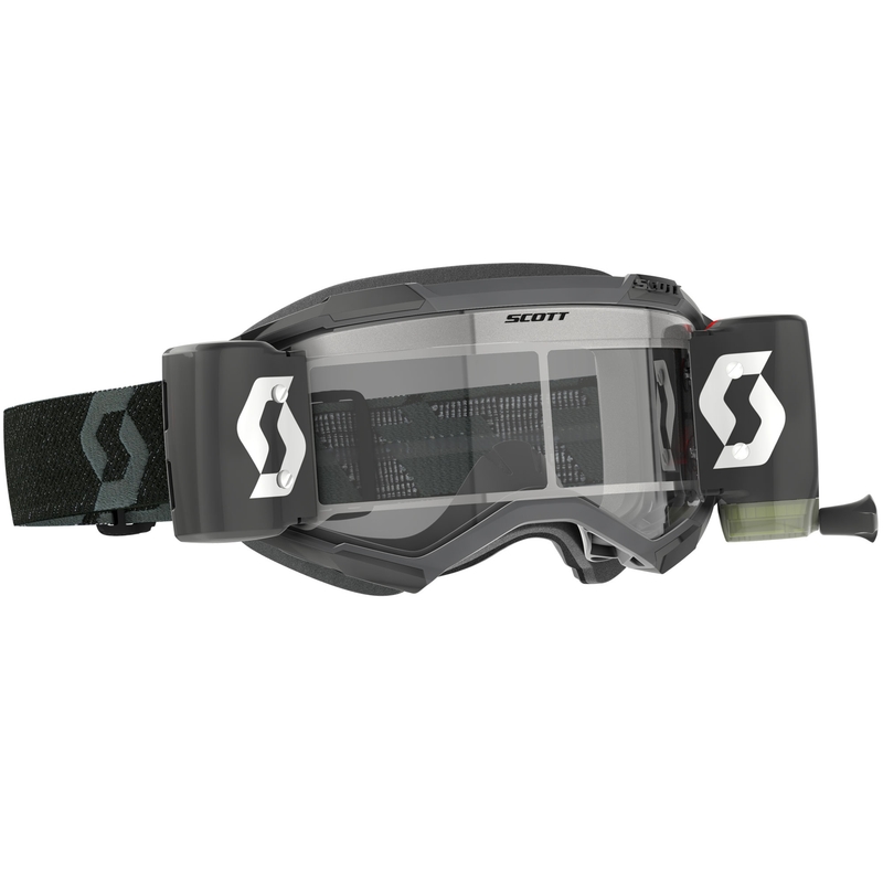 SCOTT Fury WFS motokrossiprillid mustad läbipaistva pleksiklaasiga