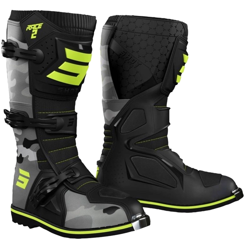 Laste mootorratta saapad Shot Race 2 camo-fluo kollane