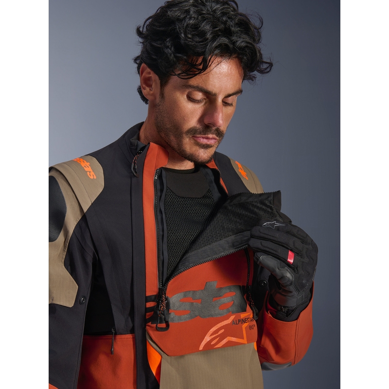 Alpinestars Halo PRO Drystar XF mootorratta jope helepruun-tumeoranž-must