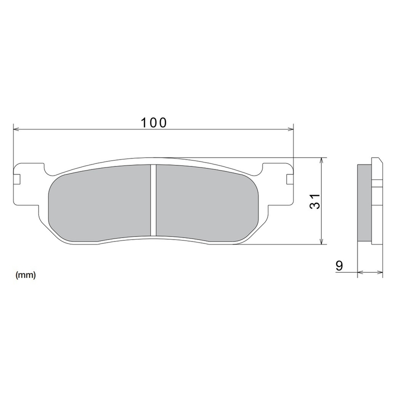 Piduriklotsid NISSIN poolmetallist segu 100x31x9 mm 2 tk