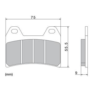 Piduriklotsid NISSIN poolmetallist segu 76x55,5x9 mm 2 tk