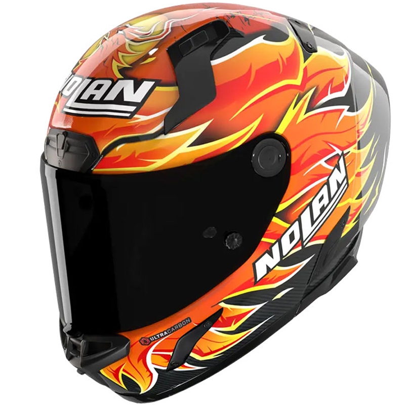 Täismaskiiver mootorrattale Nolan X-804 RS Ultra Carbon Replica Iannone 368 must-punane-oranž-kollane