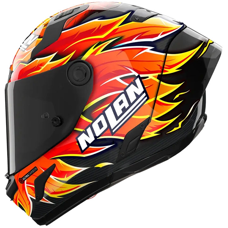 Täismaskiiver mootorrattale Nolan X-804 RS Ultra Carbon Replica Iannone 368 must-punane-oranž-kollane