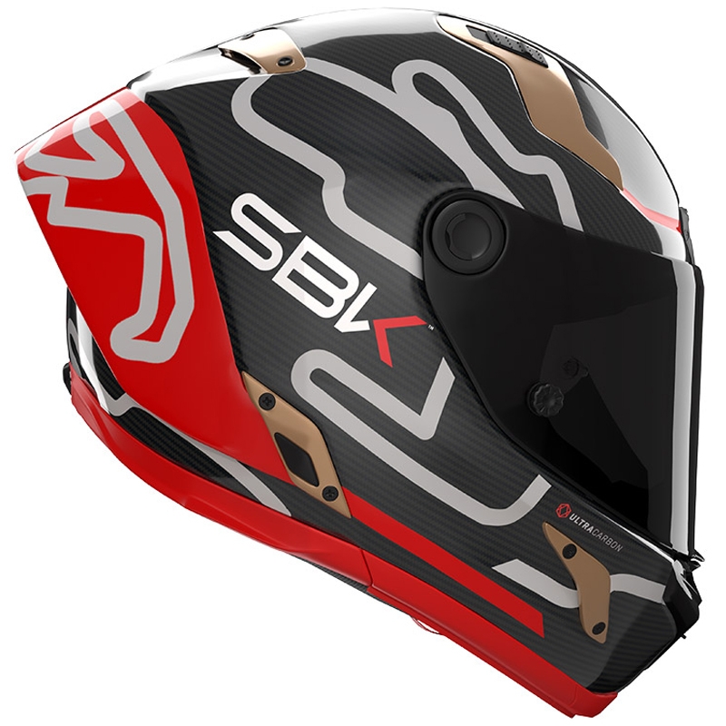 Nolan X-804 RS Ultra Carbon SBK täismaski mootorrattakiiver, läikiv must-punane-kuldne