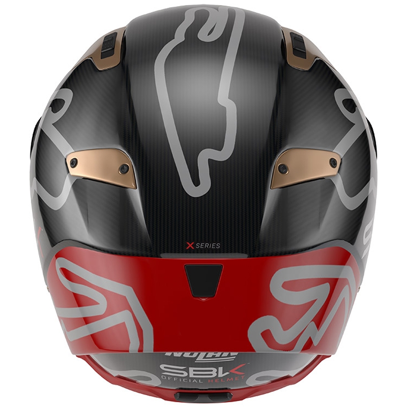 Nolan X-804 RS Ultra Carbon SBK täismaski mootorrattakiiver, läikiv must-punane-kuldne