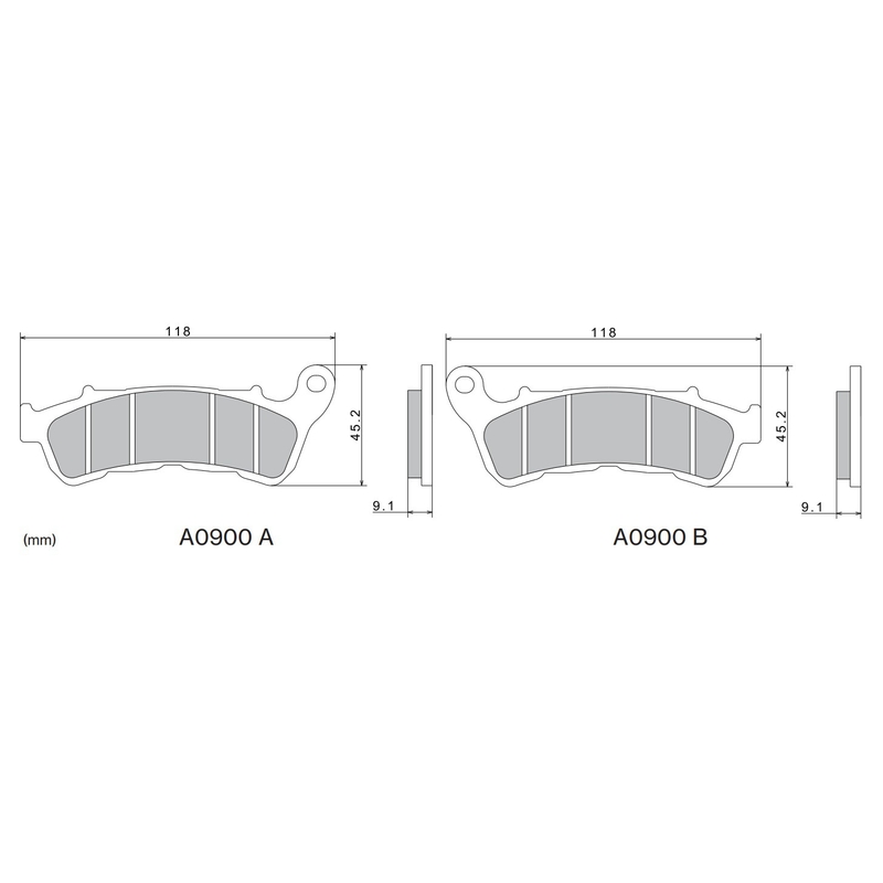 Piduriklotsid NISSIN poolmetallist segu 118x45.2x9.1 mm 2 tk