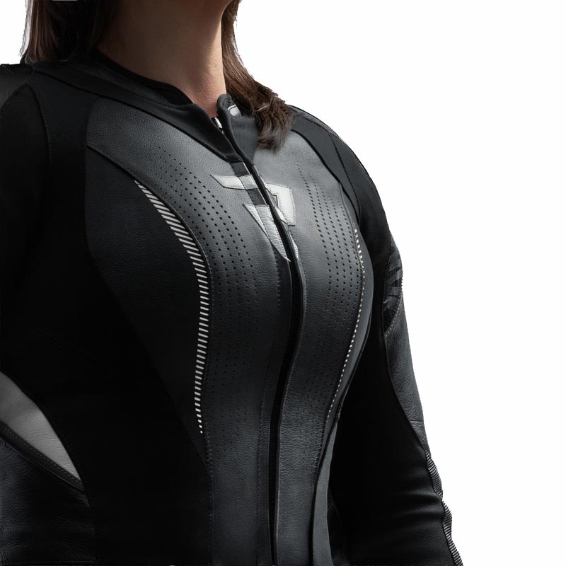 Naiste nahkne mootorrattajakk Rebelhorn Diva RS must-valge