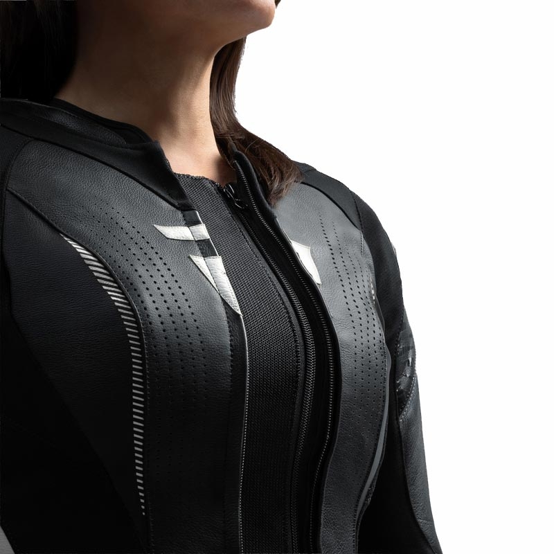 Naiste nahkne mootorrattajakk Rebelhorn Diva RS must-valge