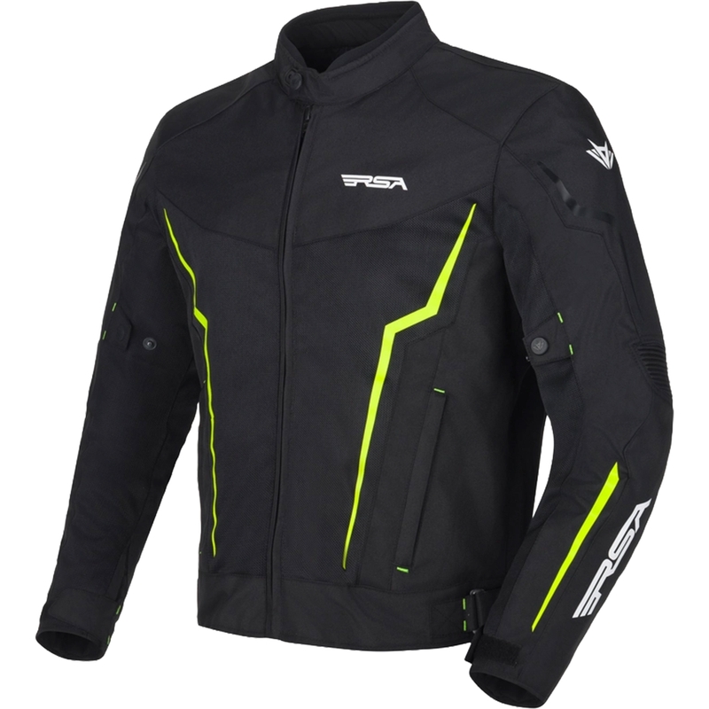 Mootorratta jope RSA Bolt must-valge-fluo kollane