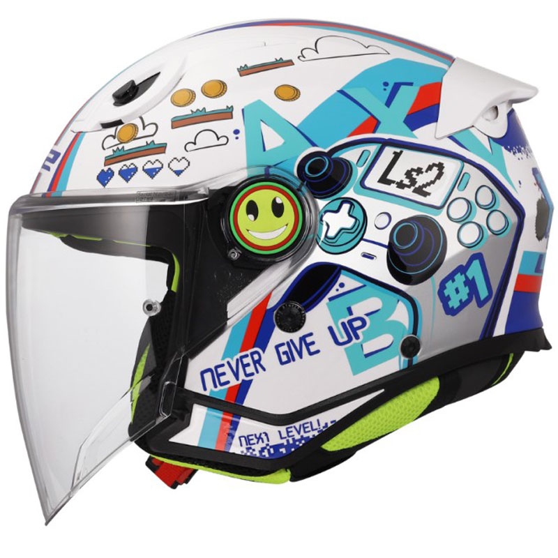 Laste avatud mootorrattakiiver LS2 OF622 Funny II Next Lever läikiv valge